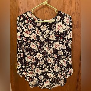 fun2fun brand. Blouse, black and red floral. Size medium.